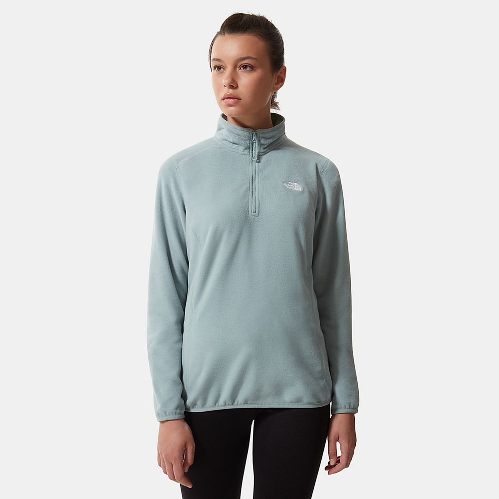 The North Face Fleece Womens Australia - The North Face 100 Glacier Quarter-Zip Silver Blue Hiking (